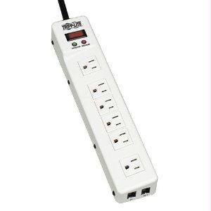 Tripp Lite Surge Protector Power Strip 120v Rj11 Rt Angle 6 Outlet Metal 15feet  Cord