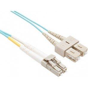 Unc Group Llc 15 Meter Lc-sc Om3 10gig Fiber Optic Cable, Aqua, Ofnr, 50/125 Fiber, Multimode