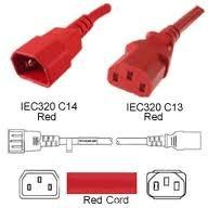 Unc Group Llc Power Cord C13 - C14, 18awg, 10amp, 250v, Svt Jacket, Red, 2ft, Iec C13 To Iec C