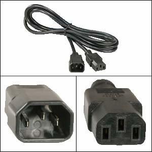 Unc Group Llc Power Cord C13 - C14, 18awg, 10amp, 250v, Svt Jacket, Black, 1ft, Iec C13 To Iec