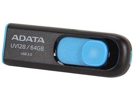 A-data Technology (usa) Co., L Adata Dashdrive Uv128 64gb High-speed Usb 3.0 Capless Usb Flash Drive, Blue/blac