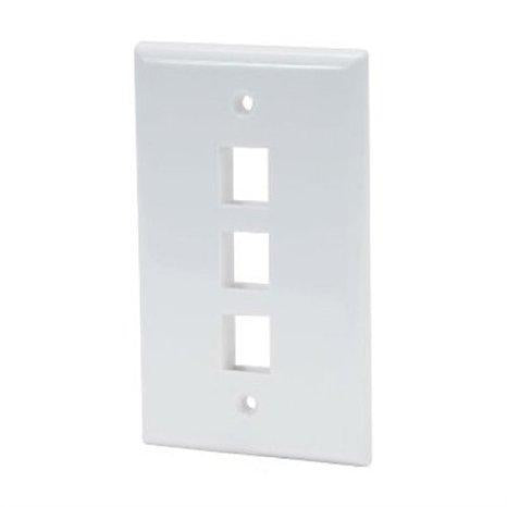 Unc Group Llc 3port Wall Plate, Single Gang, White